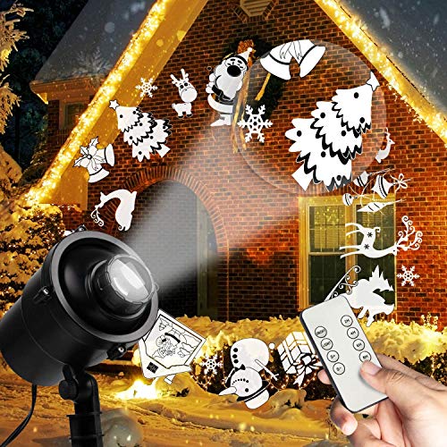 ANKOUJA Lámpara LED decorativa navideña con proyector 3D para niños, IP65, con mando a distancia, lámpara de proyección exterior e interior para Navidad, temporizador, 20 patrones