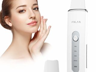 ANLAN Peeling Ultrasónico Facial Skin Scrubber Exfoliación Facial Ultrasónica Limpiador de Poros para Limpieza Facial y Cuidado Facial (Blanco + gris)