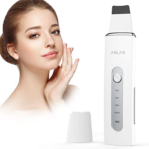 ANLAN Peeling Ultrasónico Facial Skin Scrubber Exfoliación Facial Ultrasónica Limpiador de Poros para Limpieza Facial y Cuidado Facial (Blanco + gris)