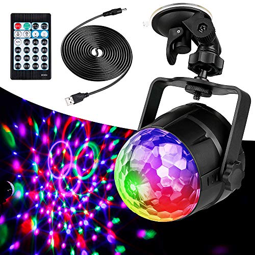 Anpro 15 Colores Luces Discoteca Giratoria,Bola LED de Discoteca,Disco Luz USB, Controlada por Control Remoto,Lámpara Decorada para Fiesta,Bar,Boda,Navidad,Coche,Festival, Cumpleaños