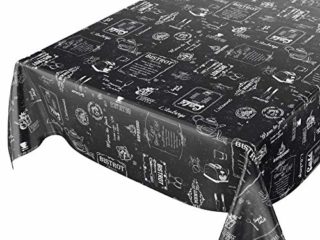Anro - Mantel de Hule, Lavable, diseño Retro, 100 x 140 cm, Color Negro