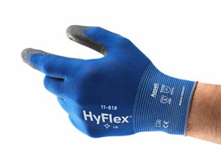 Ansell HyFlex 11-618 Guantes Trabajo Finos, Guante Tactiles Multiusos, Bricolaje, Mecanico, Pintura, Seguridad Industrial, Guante Proteccion Hombre Mujer, Negro, Talla L (1 Par)