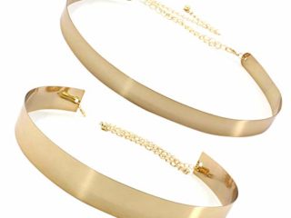 ANSUG Cinturones De Mujer Fiesta Cinturon Dorado Metalico Ajustable Cinturón Cadena Ancho Rigido Brillante para Vestido Fiest Moda Accesorios Decorativos (Ancho 2 cm y 3,5 cm)