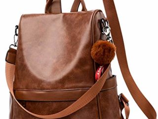 Anti-robo Mujer Mochila de Cuero de pu mochila de Bolsa de mano Mochilas Casual Bolsa de viaje Messenger Bag Backpack (marrón)