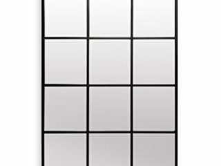 Antic by Casa Chic - Espejo de Pared con Forma de Ventana Rectangular - Marco Sólido - 90x60 cm - Metal Galvanizado – Negro