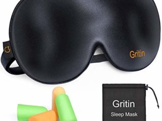 Antifaz para dormir, Gritin 100% Anti-Luz Opaco Cómoda Agradable para la piel Tela de seda natural puro y puros de algodón relleno Antifaces Máscara