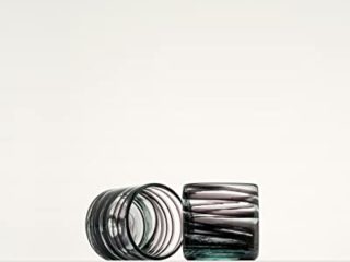 ANTONI BARCELONA Vaso Whiskey by Lafiore Línea Mallorca Hecho con Cristal Reciclado (Negro, Set 2)