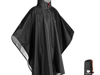 Anyoo Poncho de Lluvia Reusable de Ripstop transpirante Ligero a Prueba de Agua Multiuso Impermeable con Capucha de Lona de Tienda de Campaña Ideal para el Aire Libre Campamento Excursionismo y Pesca