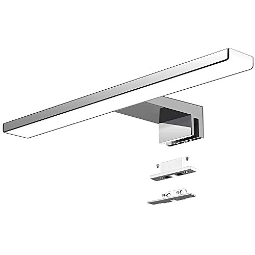 Aogled Lámpara de Espejo Baño 40 cm 10W 820LM 230V Blanco Frío 6000K,IP44 Clase II Lámpara de Espejo de baño Delgada,Abrazadera en el Espejo/Gabinete/Iluminación de Pared 400 mm