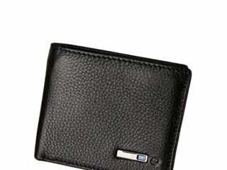 Aokoy Billetera Anti perdida, Billetera antirrobo Inteligente con Alarma, Bluetooth, Registro de posición (por teléfono GPS), Titular de la Tarjeta de los Hombres del Bolso,Negro