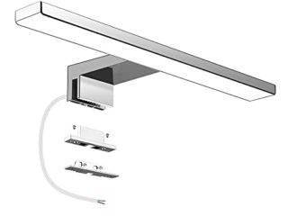 Aourow Lámpara de Espejo Baño LED 5W 230V 500lm,a Prueba de Agua IP44 30cm,3 en 1,Fije en el Espejo +en el Gabinete+en la Pared,Luz Blanca Neutra 4000K,Contra Niebla Acero Inoxidable,300x105x40mm