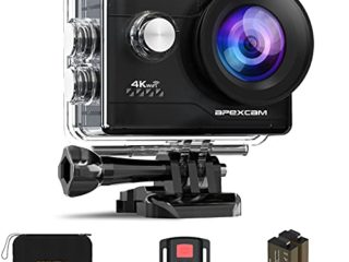 Apexcam Cámara Deportiva 4K 20MP WiFi Cámara subacuática Ultra HD Impermeable 40M Action Camera 2.0'LCD 170° Gran Angular 2.4G Remoto 2 baterías de 1050mAh y Accesorios Multiples