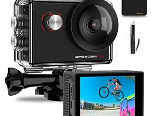 Apexcam Pro Cámara Deportiva 4K 20MP EIS WiFi Action Camera Cámara subacuática Impermeable 40M Micrófono Externo 2.0'LCD 170° Gran Angular 2.4G Remoto 2 baterías de 1200mAh y Otras
