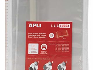 APLI 16913 - Forro de libros con solapa ajustable de polipropileno. Medida 29 x 53 cm, 75 µ. Pack de 5 u.