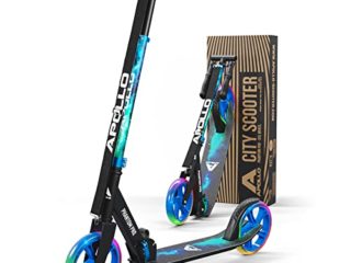 Apollo Patinete Urbano XXL Phantom Pro LED - Patinete de Grandes Ruedas de 200 m – City Scooter Plegable y Ajustable para Niños y Adultos