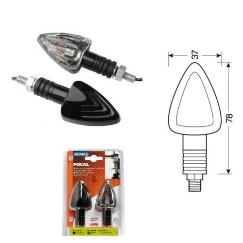 Aprilia Pegaso 650 Trail 2006 – 2011 Par de intermitentes con bombilla de 21 W para moto homologadas Focal Lampa 90065 indicador universal negro lente blanca luz naranja
