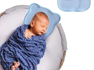 AQOS Baby | Almohada Bebe , 2 Fundas extraíbles y Lavables, Evitar plagiocefalia, Fabricada de Espuma viscoelástica, sin Olor.
