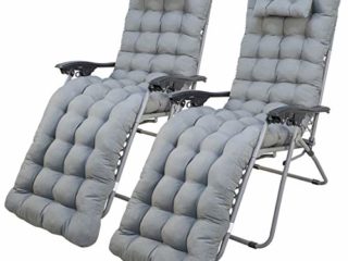 Arcoiris Cojín para Tumbona de Jardín, Pack 2, Colchón Tumbona Acolchada, Cojín para Asiento con Respaldo Alto para Exteriores (180 x 50 x 10cm, Gris, 2)