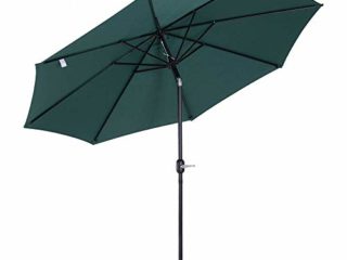 Arcoiris sombrilla Jardin Exterior Grande Sombrilla Plegable de 270 cm, Sombrilla Jardín, Sombrilla con Manivela, Protección Solar, Parasol para Exterior, Jardín, Balcón y Terraza (Verde)