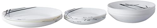 Arcopal Domitille Negro Vajilla de Vidrio Opal Extra Resistente para 6 Personas, 18 Piezas, sin Bpa, hecha en Francia