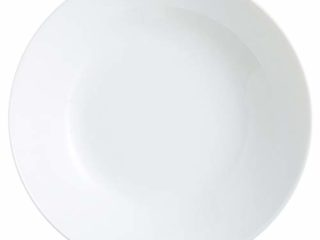 Arcopal Zelie Set 12 platos hondo, Vajilla vidrio opal extra resistente, 20cm, Blanco