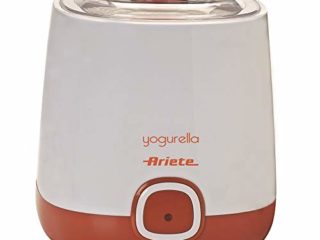 Ariete 621 Yogurtera, Capacidad 1 litro, 20 W, 12 Horas preparación, Tapa Doble, diseño Compacto Apto lavavajillas, Plástico, Blanco/Naranja
