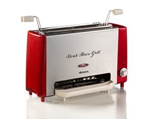 Ariete 730 Grill eléctrico, cocción vertical, redue grasas y el humo, temporizador ajustable 30 min, grill extraíble y lavable, bandeja antigoteo, 1.300 W, rojo