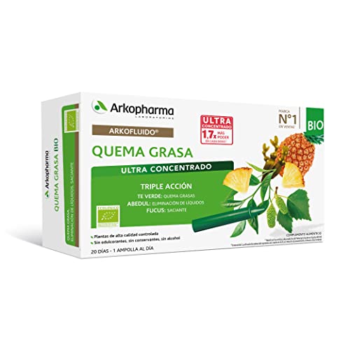 Arkopharma Arkofluido Quemagrasa Bio 20 Ampollas, Control de Peso, Saciante, Elimina Líquidos y Toxinas + Asesoramiento Nutricional, Complemento Alimenticio