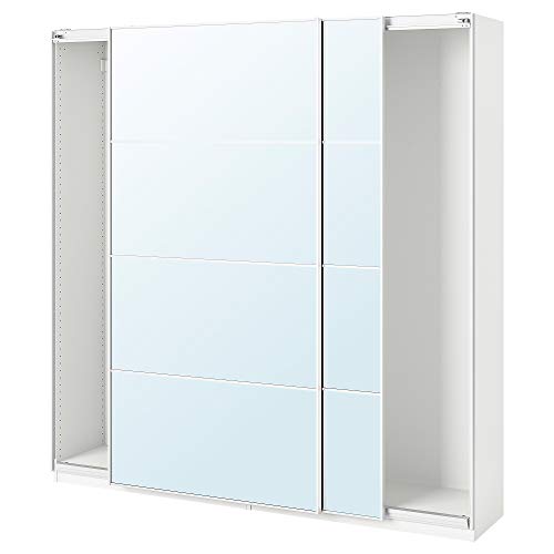 Armario PAX con puertas correderas 200x43.5x200 cm blanco/Auli espejo vidrio