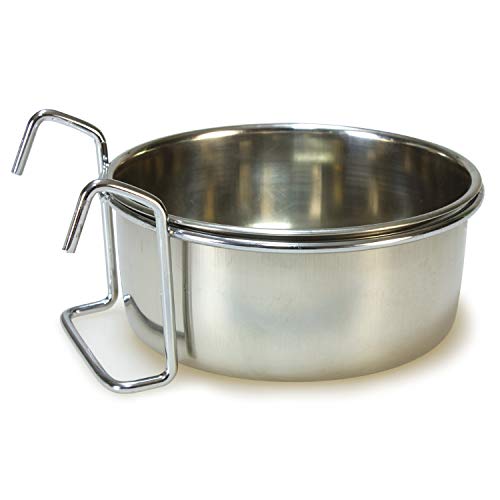 Arquivet Comedero o Bebedero Acero Inoxidable para pájaros con Gancho - Comedero para Aves - Alimentador para pájaros - Contenedor de Comida para pájaros - 150 ml