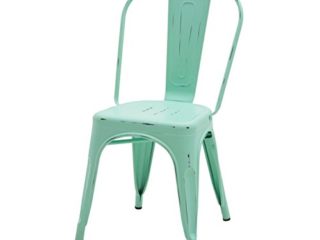 ArredinItaly – Silla apilable de metal estilo industrial Tolix – Réplica de metal verde agua envejecido