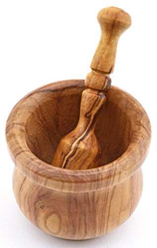 ART ESCUDELLERS MORTERO Miniatura con Pilon en Madera de Olivo Hecho a Mano. 5 cm x 5 cm x 4 cm