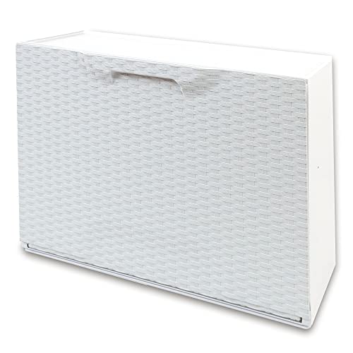 Art Plast Zapatero en Polipropileno Color Blanco Acabado Rattan, Ratán, Bianco, Grande