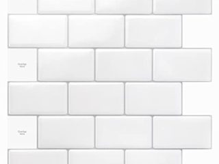 Art3d 10 Piezas Pegatinas de Baldosas, Pegatinas de Azulejos para Cocina y Baño, Azulejos Adhesivos Engrosadas para Decorar (Blanco)