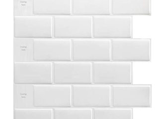 Art3d - Azulejos para cocina estilo «pegar y despegar» (30 x 30 cm), blanco-10 Piezas