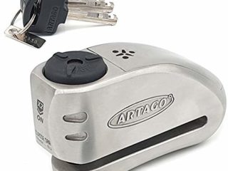 Artago 32 Candado Moto Antirrobo Disco con Alarma Don't Touch 120 db, Alta Gama, ø15 Cierre S.A.A, Homologado Sra, Acero Inoxidable