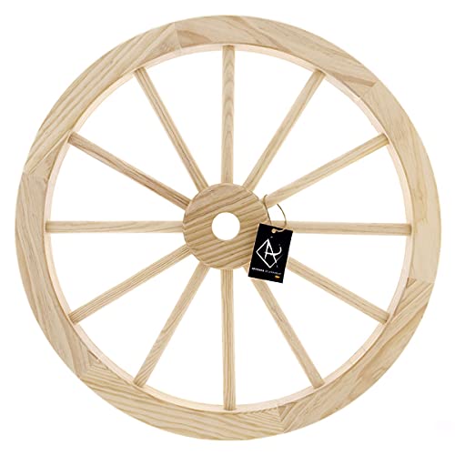 ARTESANIA DE LA RAMBLA | Rueda de Carro | La Rueda | Rueda Antigua | Rueda de Carro Madera | Rueda de Carro rústica | Modelo 02 | Acabado Madera Natural | 45x45x3.4 cm