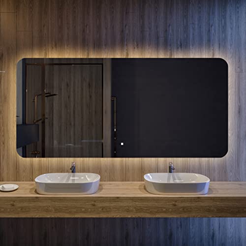 Artforma Premium Espejo de Baño con Iluminación LED - 100x60 - Luz Espejo de Pared con Interruptor Táctil - Diferentes tamaños - retroiluminado Iluminado Blanco Neutro 4500K - T105