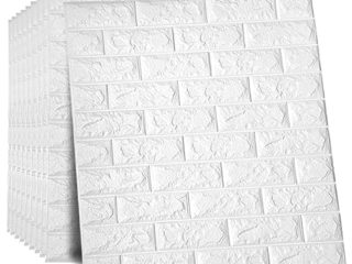 Arthome 10 piezas Papel Pintado 3D Ladrillo, Autoadhesivo Grueso Impermeable Pegatina de Pared Espuma, Paneles Decorativos 3D Piedra para Cuarto de Baño, Sala de Estar y Cocina ( 5.20㎡)