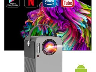 Artlii Play Proyector Android TV 9.0, Smart Portátil WiFi Bluetooth Proyector , Soporte AC-3, Corrección Keystone 4D de ± 45 ° y Zoom