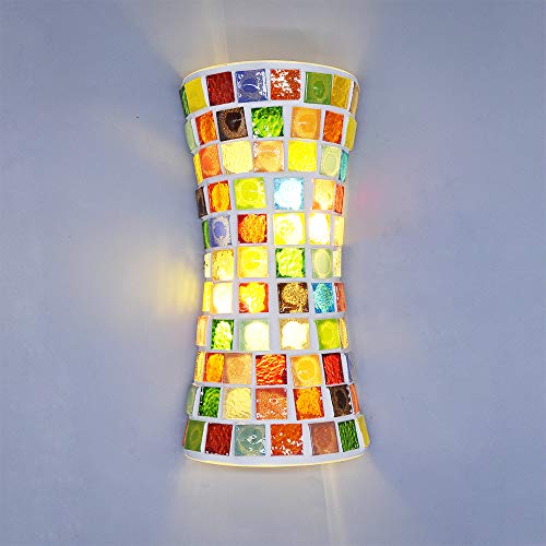 Artpad Modern Bohemia Style - Lámpara de pared con vitral, LED (33 cm) ARRIBA y abajo Luz doble para escalera Dormitorio Sala de estar Apliques 220V Estilo árabe árabe marroquí