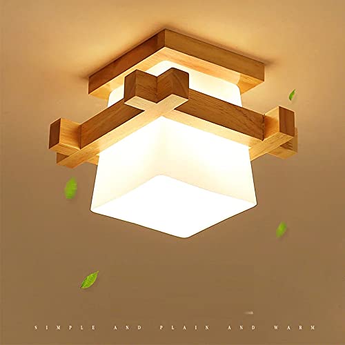 Artpad Simple Japón Tatami E27 Lámpara de madera Luz Pasillo Porche Balcón Luminarias de techo Lámpara de techo moderna de vidrio