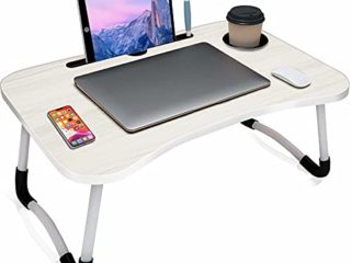 arvioo Mesa para portátil Mesa portátil Cama para Mesa Lapdesks para portátiles Altura Plegable 60 x40x 28 cm（Ranura y portavasos）