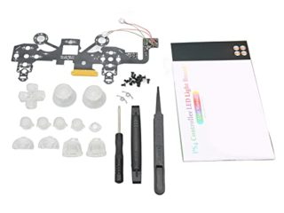 ASHATA Kits de Reemplazo para PS4, Kit de Botones de Reemplazo del Controlador PS4 8 Colores Iluminados D Pad Thumb Stick Reemplazos Kits de Bricolaje, Fácil de Operar
