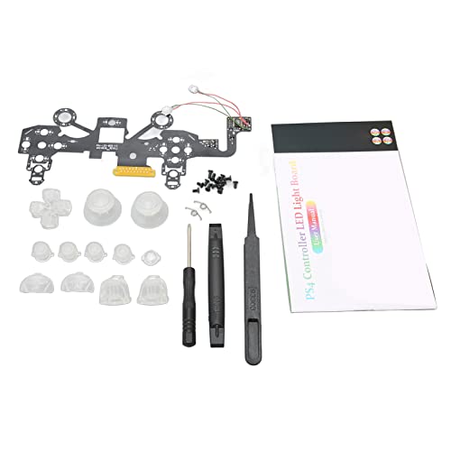 ASHATA Kits de Reemplazo para PS4, Kit de Botones de Reemplazo del Controlador PS4 8 Colores Iluminados D Pad Thumb Stick Reemplazos Kits de Bricolaje, Fácil de Operar