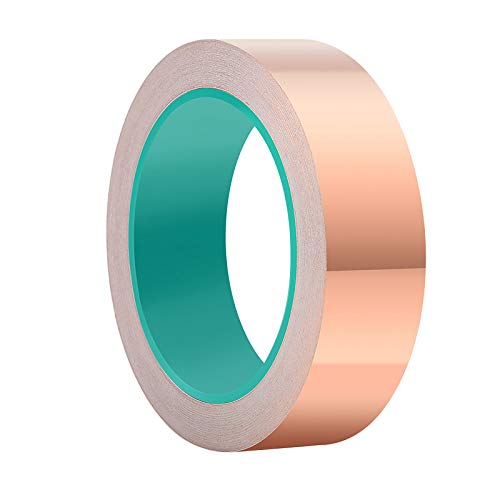 ASIV 30 mm X 20 m cinta de cobre hoja, cinta adhesiva conductora de doble cara para guitarra, blindar de EMI, puesta a tierra y soldar
