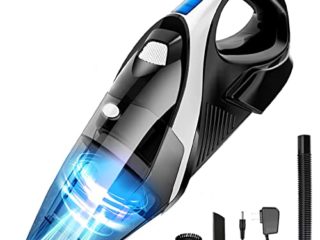 Aspiradoras de-Mano Aspirador-Sin Cable-Recargable - 9000PA Batería de 2600mAh Luz LED Filtro de Acero Inoxidable Potente 3 Boquillas para Hogar y Coche
