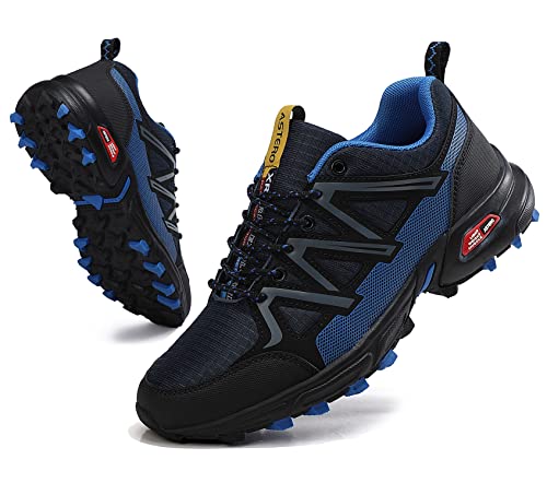 ASTERO Zapatillas Running Hombre Deporte Correr para Zapatos Trail Ligero Calzado Sneakers Deportivos Transpirable Trekking Montaña Talla 41-46(Todo Azul, Numeric_41)