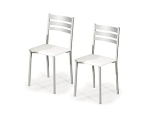ASTIMESA Dos Sillas de Cocina Respaldo Franjas Blanco