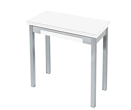 ASTIMESA Tipo Libro Mesa de Cocina, Metal, Blanco, 80x40cm